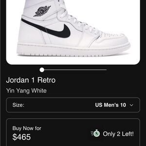 Rare Nike Air Jordan 1 Retro Yin Yang White Men's White and Black Sneakers